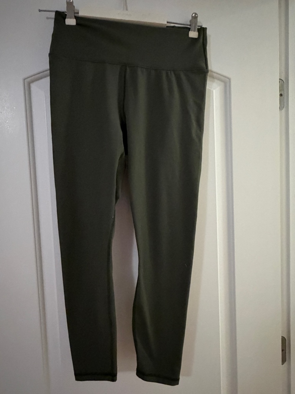 Fabletics Olive Green Leggings with Coral Accent